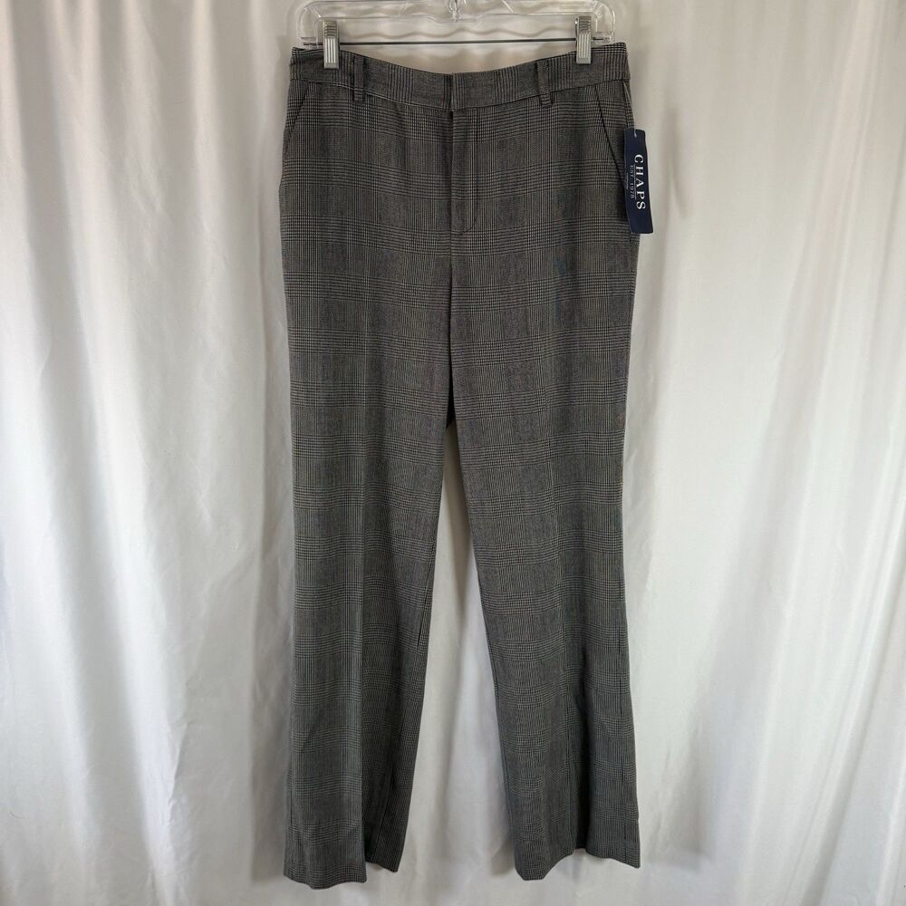 New Chaps Suiting Classic Pants Women's 4 Grey Plaid Flat Front Mid Rise